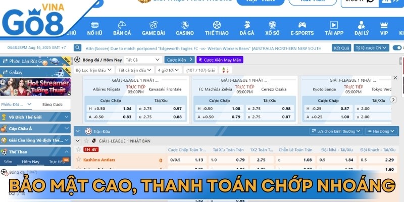 Trong sảnh chơi hấp dẫn với bảo mật cao, thanh toán chớp nhoáng