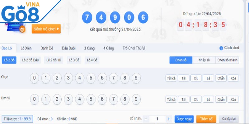 Danh mục sản phẩm ăn khách nhất tại sảnh Xổ số của Go8